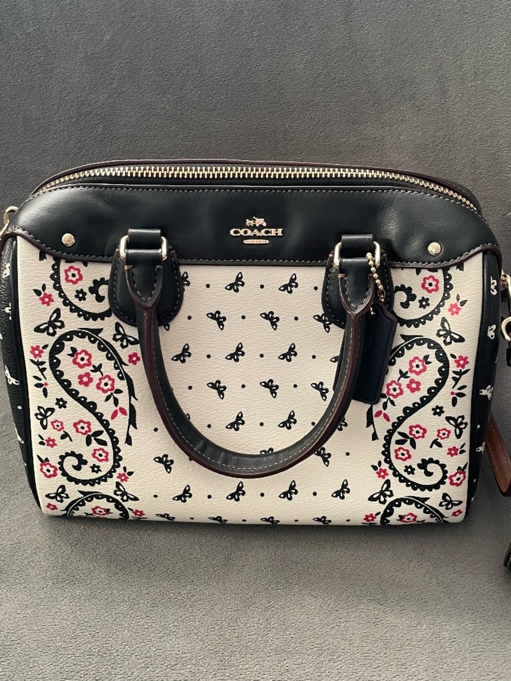 Coach Butterfly Paisley Mini Bowler Bag - Picture 1 of 3